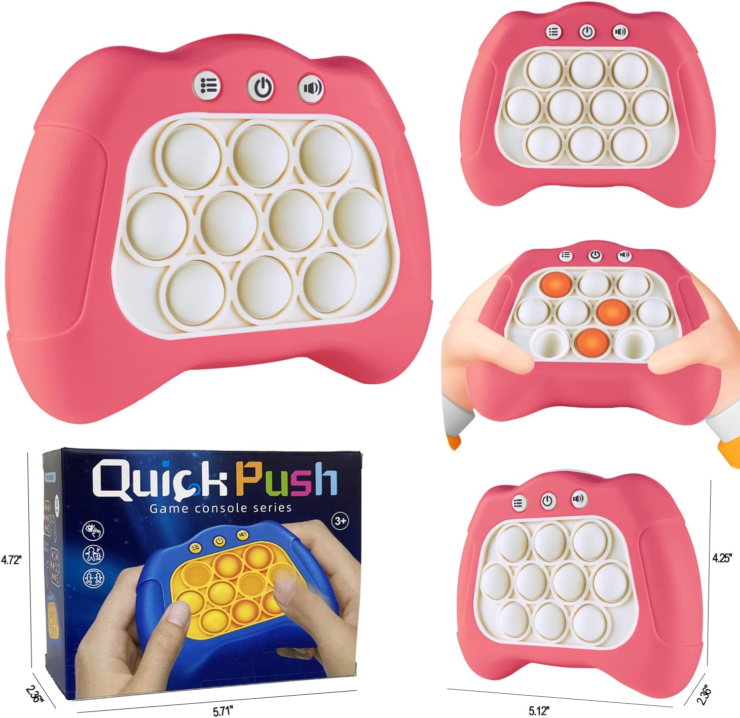 Intoypad Pop The Target! Handheld Speed Push Fidget Game Machine Pink