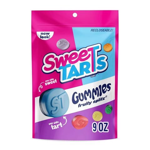SweeTARTS Gummies Fruity Splitz Candy, Sweet & Tart, Resealable, 9 oz