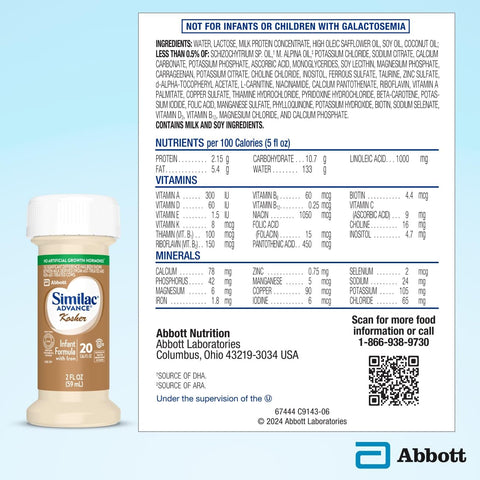 Similac Advance Kosher Infant Formula, Ready-to-Feed Baby Formula, 4-fl-oz Bottle, Pack of 8