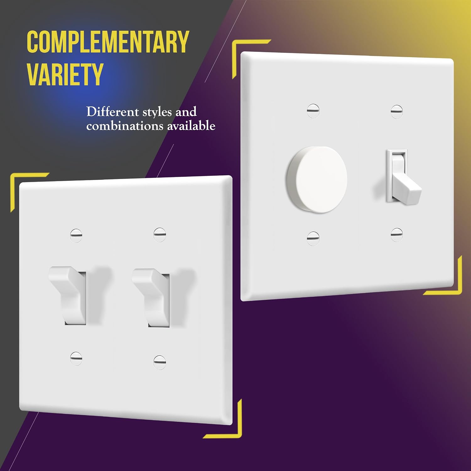 ENERLITES Toggle Light Switch Wall Plate, Gloss Finish, Size 2-Gang 4.50" x 4.57", Double Switch Cover, Unbreakable Polycarbonate Thermoplastic, 8812-W, White