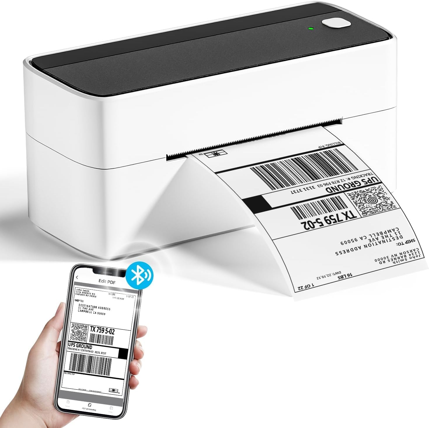 Phomemo Thermal Shipping Label Printer 241BT Black White