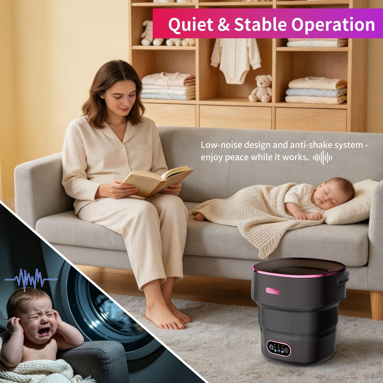 Portable Washing Machine, 13L Mini Washer with Spin Dryer