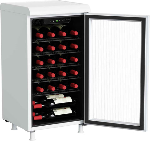 Frigidaire, 3.0 cu ft, 87 Can/26 Bottle Retro Cooler, Wine/Beverage Center Fridge, Built-in Bar Top, Fluted Glass Door