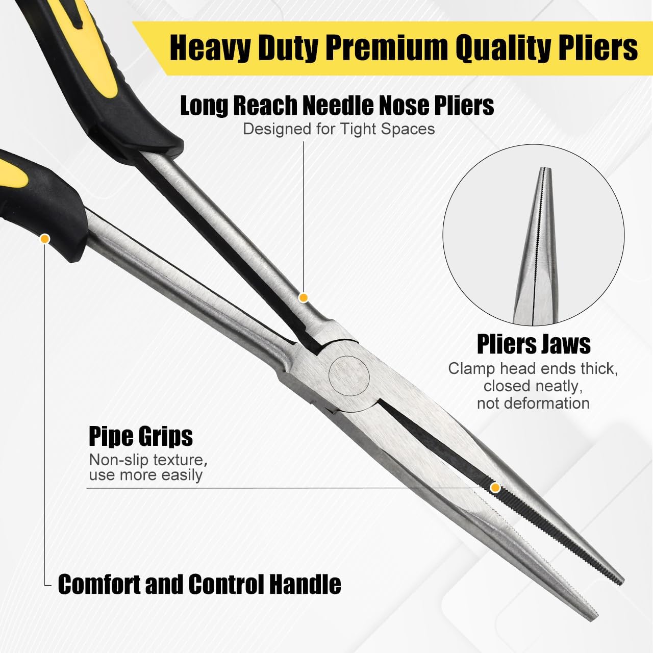 Long Needle Nose Pliers-11’’, for Home,Fishing, Jewelry,Crafts, 2pcs
