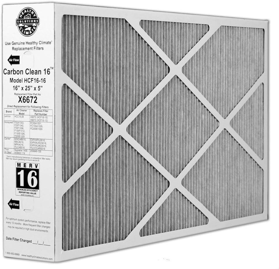 Lennox Carbon Coated X6672 Healthy Climate MERV 16 Filter