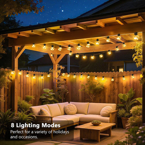 Outdoor String Lights Plug-in, 25ft 20 G40 LED Bulbs with Timer