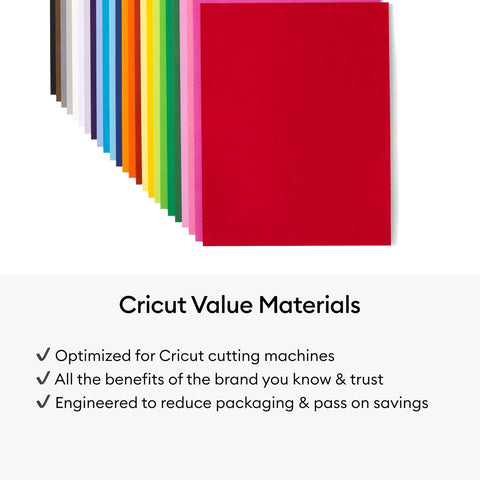 Cricut Value Cardstock Paper, Rainbow Sampler - 125 sheets (8.5" x 11")