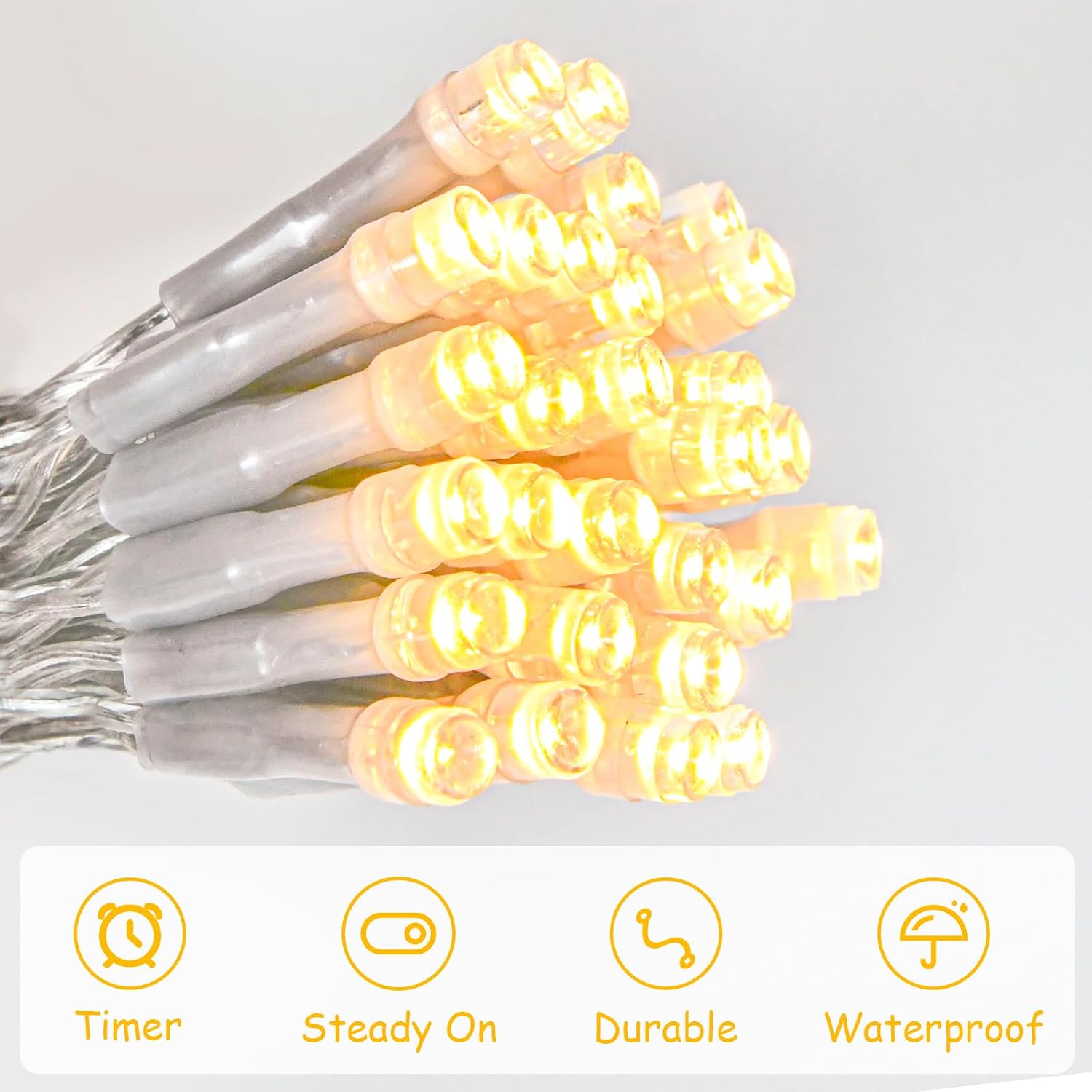 cshare Warm White String Lights Battery Operated with Timer, 9.8ft 30 LED Waterproof Fairy Lights Clear Wire for Bedroom, Wedding, Christmas, Centerpiece, Mason Jar, Patio, Indoor Outdoor Decor