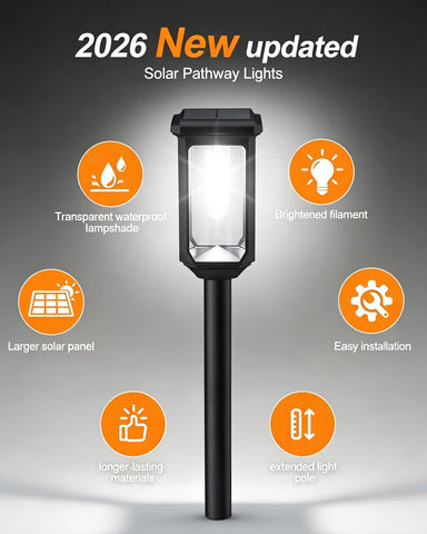 Tenmiro Solar Pathway Lights Outdoor 2 Pack, Bright Solar Garden Lights