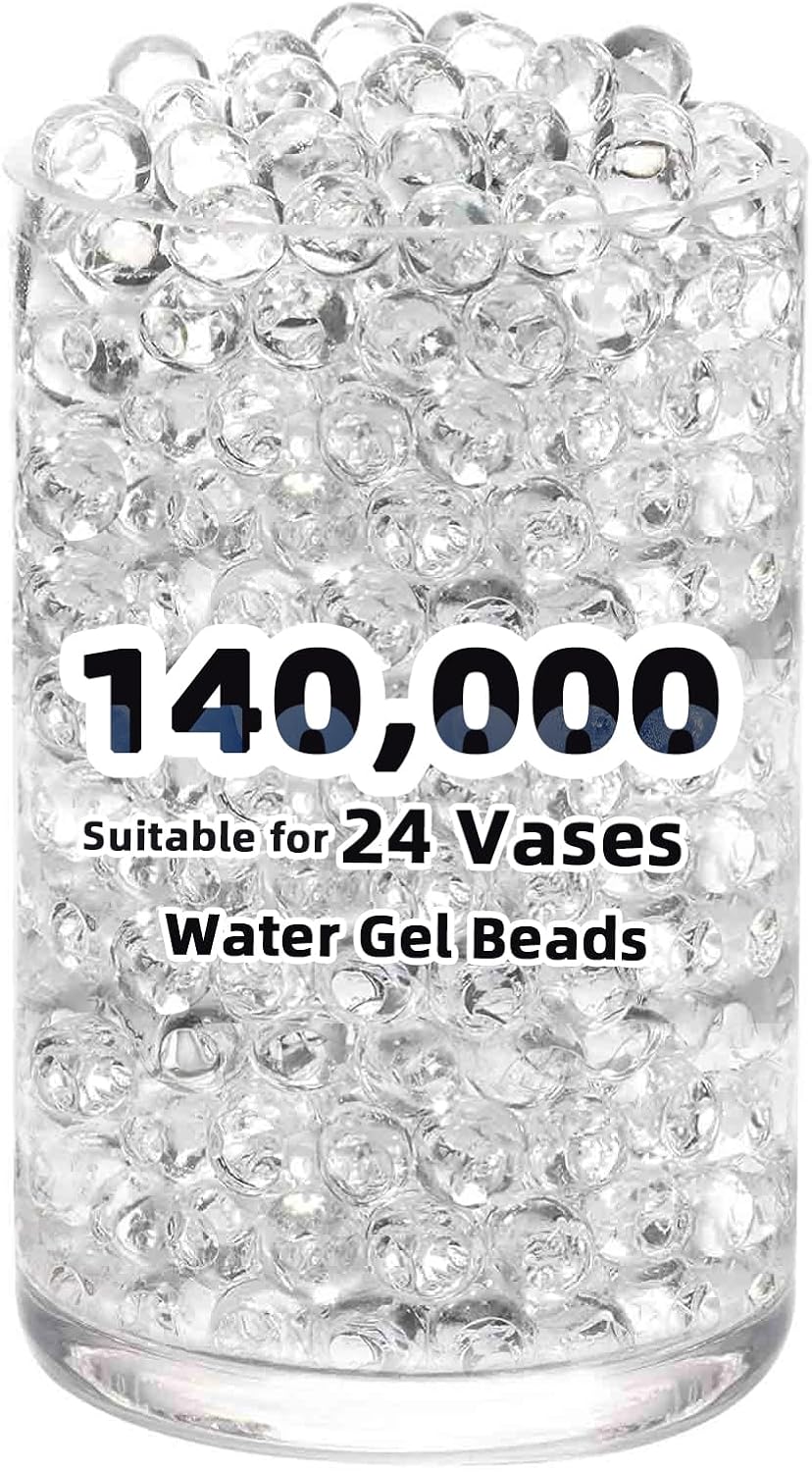 FALAMON 140,000 Clear Water Gel Beads for Vases, Transparent Vase Filler, Christmas Decoration, Wedding Centerpiece, Floating Candles, Floral Decoration