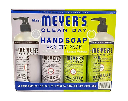 Mrs. Meyers Clean Day Hand Soap Variety Pack 16 Fl Oz 4 Pack Net Wt 64 Fl Oz,, 64 Oz ()