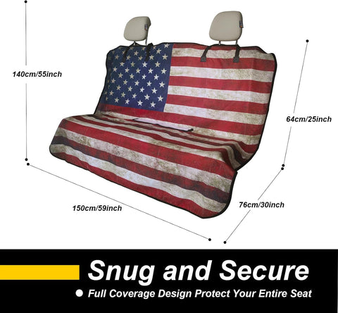 Back Seat Cover for Car Trucks Van SUV Jeep,Waterproof Rear Bench Towel Seat Covers for Dogs and Kids,Automotive Backseat Protector (American Flag)