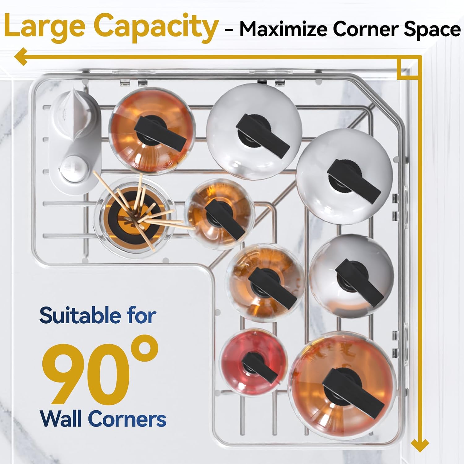 YASONIC Corner Shower Caddy Adhesive, 100% Rustproof Shower Organizer with Soap and Troothbrush Holder, No Drill Shower Shelf for Inside Shower, Wall-Mounted Shower Storage for Homes (5 Pack, Silver)