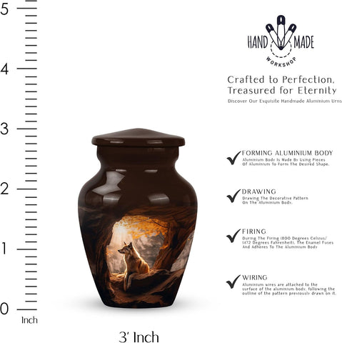 Wolf Small Urns for Human Ashes Male -Cremation Urn for Ashes Adult Female