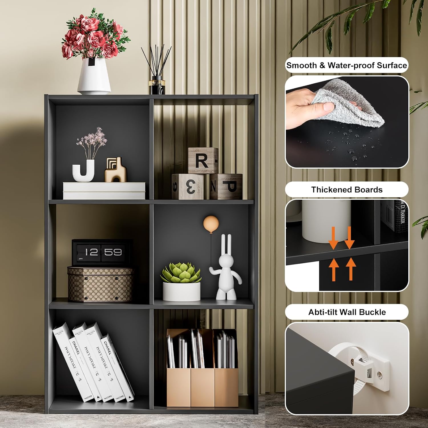 Sweetcrispy 6 Cube Storage Organizer, Stackable Modular Bookcase Shelf