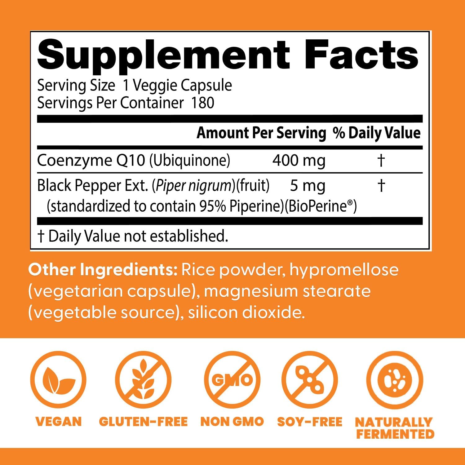 Doctor's Best High Absorption CoQ10 400mg with BioPerine, 180 Veg Capsules
