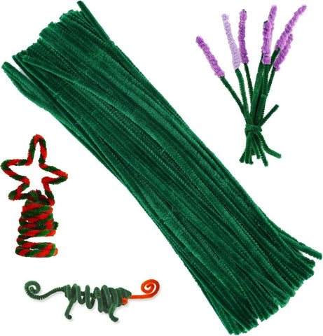 100 Pieces Pipe Cleaners Bulk Chenille Stem Green Pipe Cleaners