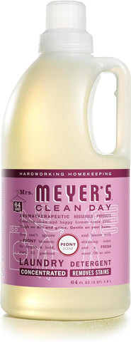 MRS. MEYER'S CLEAN DAY Liquid Laundry Detergent, Infused with Essential Oils, Peony, 64 oz (64 Loads)