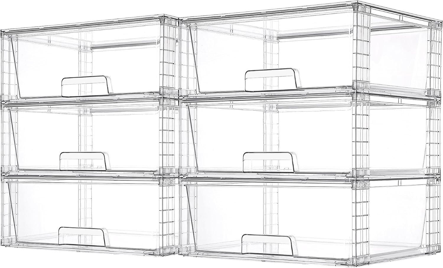 Vtopmart 6 Pack Large Clear Stackable Storage Drawers for Closet, Pantry