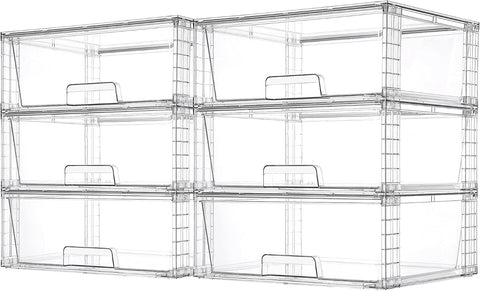 Vtopmart 6 Pack Large Clear Stackable Storage Drawers for Closet, Pantry