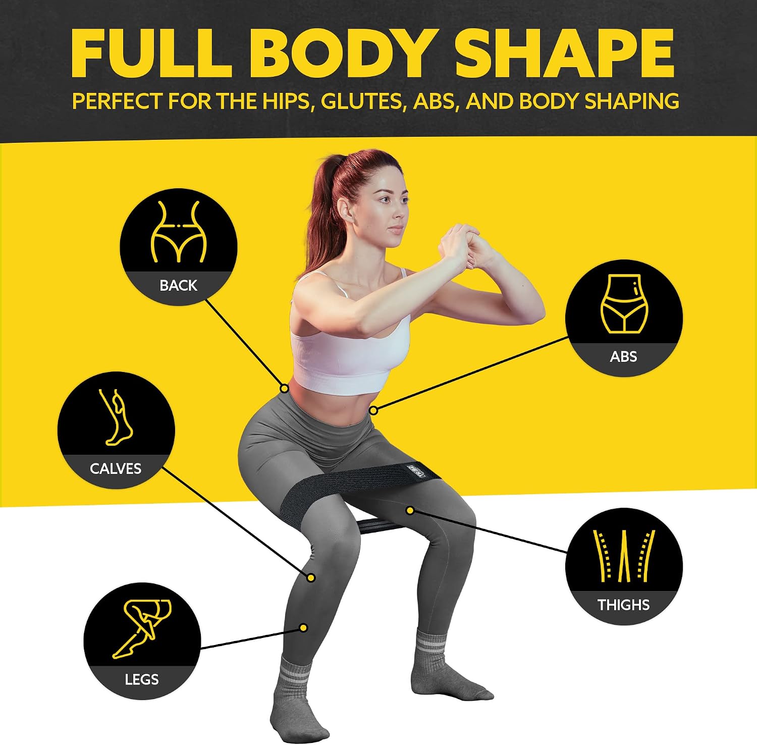 Fabric Resistance Bands for Working Out, 3-Pack for Legs and Glutes