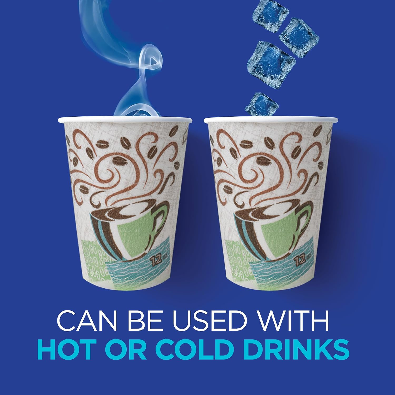 PerfecTouch Paper Hot Cups, 12 oz, Coffee Haze Design, 25/Sleeve, 20 Sleeves/Carton