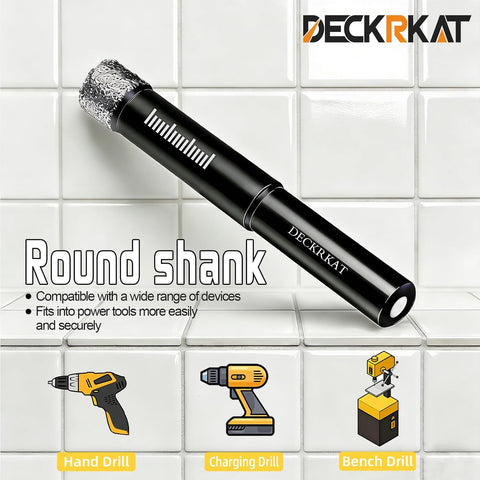 DECKRKAT 10-Piece Dry Diamond Drill Bits & TileDrill Bits - 3/16"(x2), 1/4"(x3), 5/16", 3/8", 1/2" + 1/4"(x2) Bit for Tile,Ceramic, Porcelain,Marble,Granite.