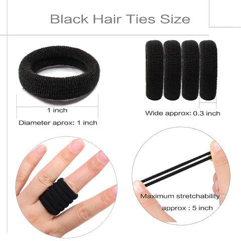120 Pcs Baby Hair Ties, Cotton Toddler Hair Ties for Girls and Kids, Multicolor Small Seamless Hair Bands Elastic Ponytail Holders,Black