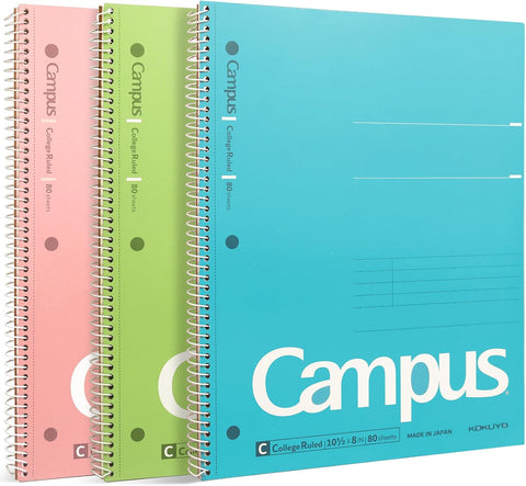 KOKUYO Spiral Notebooks, 3 Pack 10-1/2" x 8" Lined Notebook College Ruled