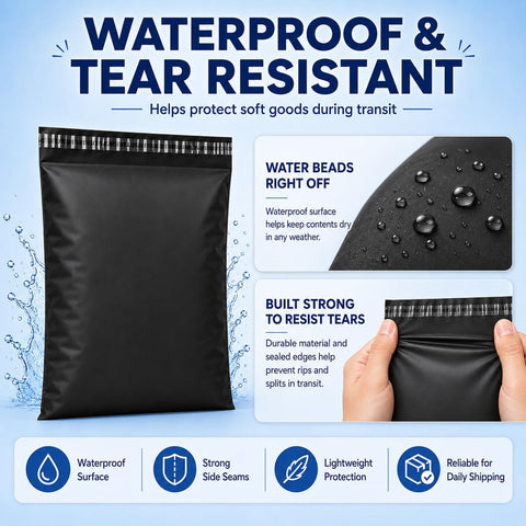 Fuxury Poly Mailers 10x13 Inch 50Pcs, Waterproof Shipping Bags for Clothing