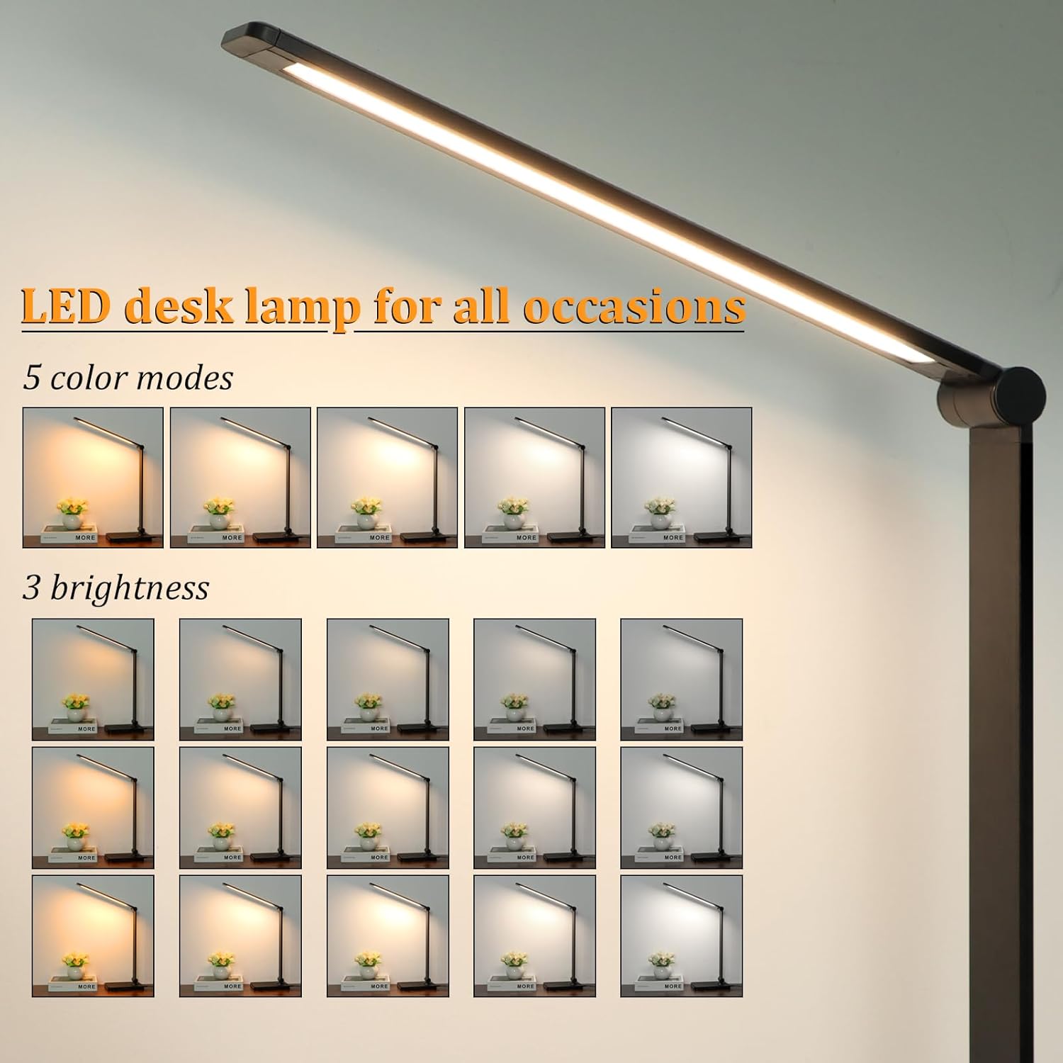 LED Desk Lamp with USB Ports,Touch Desk Lamps for Home Office with 5 Modes