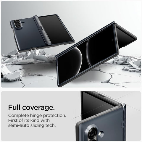 Spigen for Galaxy Z Fold 7 Case, Slim Armor Pro MagFit [Hinge Protection] [Fast Wireless Charging/Magnet for Galaxy] - Metal Slate