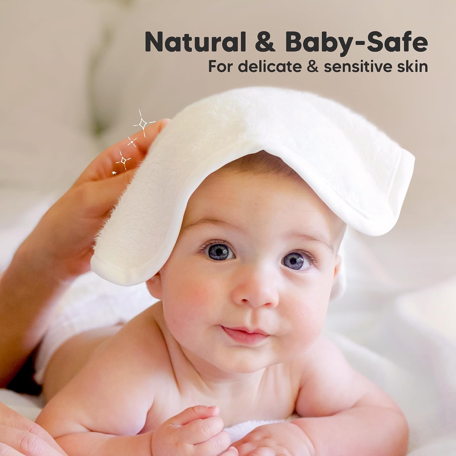 6-Pack Baby Washcloths, Soft Absorbent Washcloths for Face, Body (White)