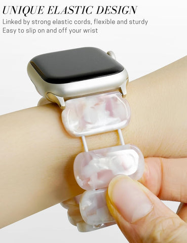 Heesch Tortoise Stretchy Watch Band Compatible with Apple Watch Resin Cute Watch Strap Wristband for iWatch Bracelet for Women Men Girls, 38/40/41mm, 42/44/45/46/49mm, Oval Version
