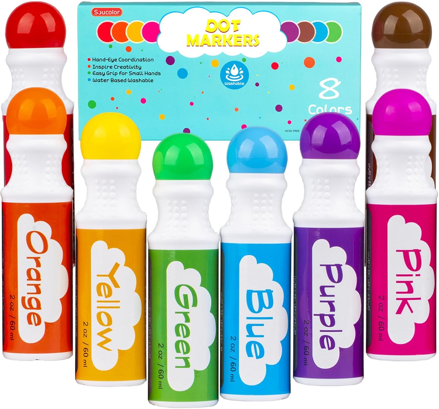 Dot Markers for Toddlers Kids, Bingo Daubers Washable Art Markers 8 Colors