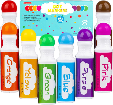 Dot Markers for Toddlers Kids, Bingo Daubers Washable Art Markers 8 Colors