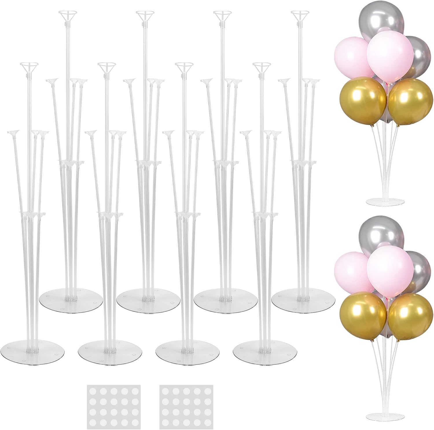 JOYYPOP 8 Sets Balloon Stand Kit For Table, Balloon Sticks with Base