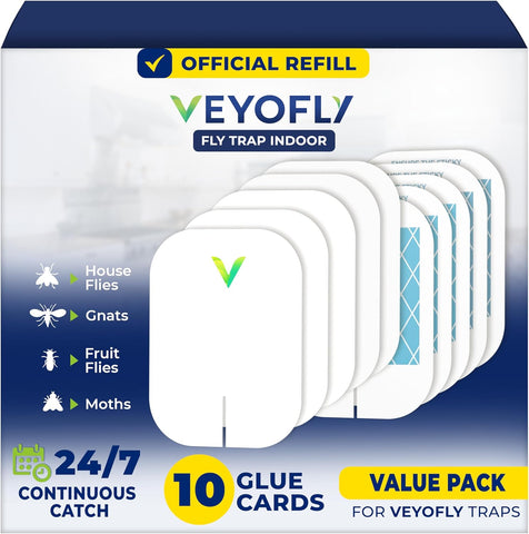 VEYOFLY Official Refill Fruit Fly Traps Indoor, Gnat Trap | 10-Pack