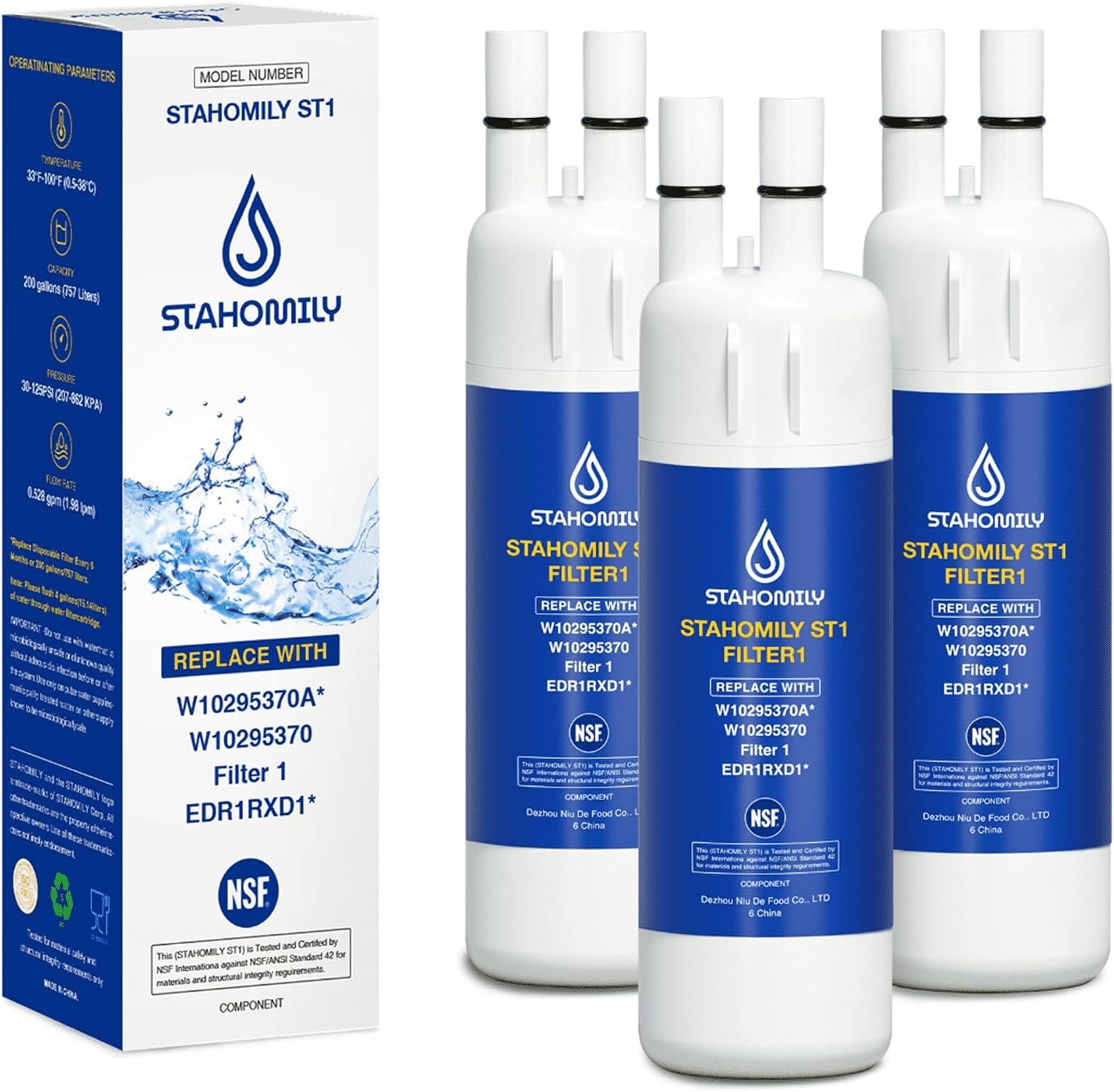 EDR1RXD1 Replacement for Whirlpool Everydrop 1, W10295370A, WHR1RXD1, 3Pack