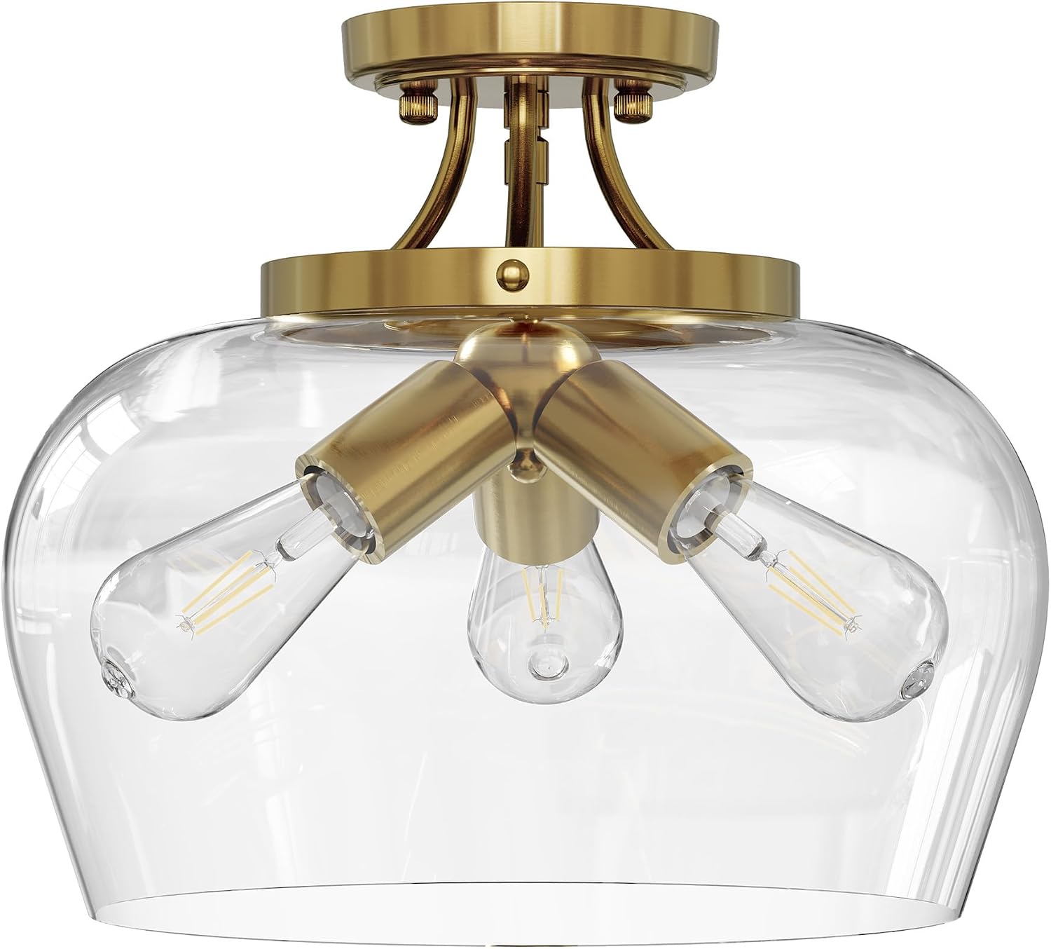 VONLUCE Semi Flush Mount Ceiling Light, Clear Glass Shade Light Fixture