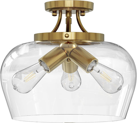 VONLUCE Semi Flush Mount Ceiling Light, Clear Glass Shade Light Fixture