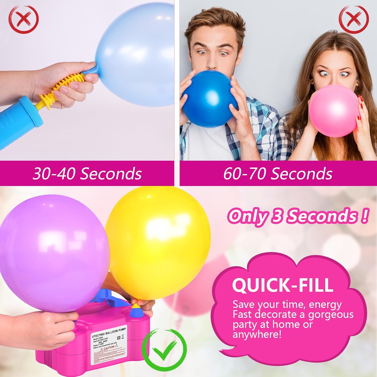 IDAODAN Electric Balloon Pump, Portable Electric Balloon Blower Machine Inflator Air Pump for Party Decorations