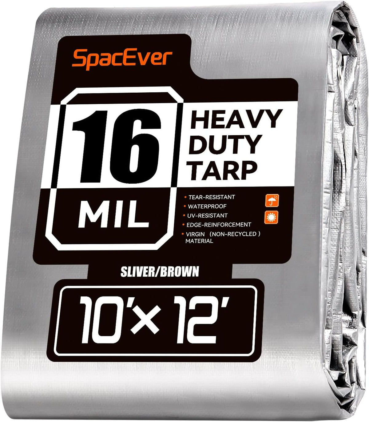10x12 FT Tarp Waterproof, 16 Mil Tarps Heavy Duty Waterproof Multipurpose Protective Cover UV Resistant Rip & Tear Resistant with Grommets Reversible for Home Boats Cars Camping