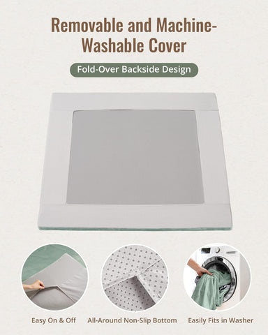 Blissful Diary 1.3" Thick Baby Play Mat, 50x50 Playpen Mat with Removable & Washable Cover, Ultra Soft Crawling Rug for Floor, Foam Cushion & Non-Slip Backing for Kid, Toddler and Infant, Sage Green