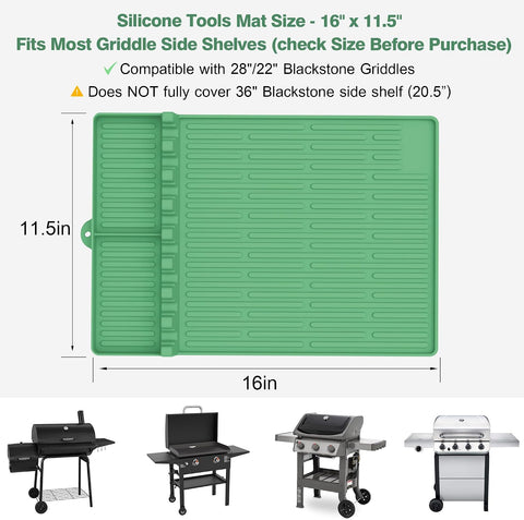 Silicone Grill Mat for Blackstone Griddle Accessories, 8-Slot Tool Mat