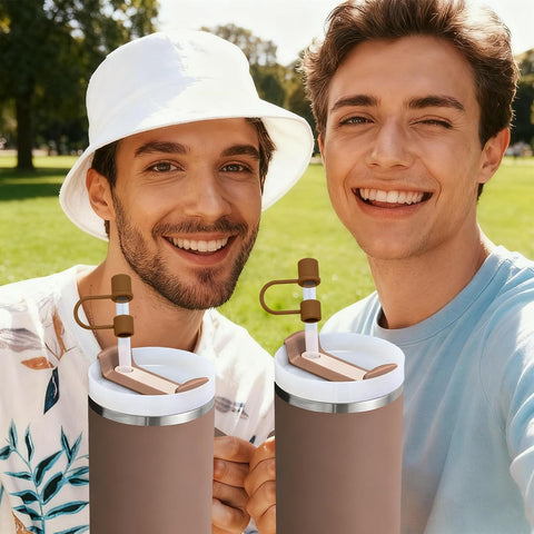 6PCS Silicone Straw Cover Cap Compatible with Stanley 30&40 Oz Tumbler Accessories Brown Straw Toppers Reusable Caps for Stanley Cup 10mm 0.4in Straws