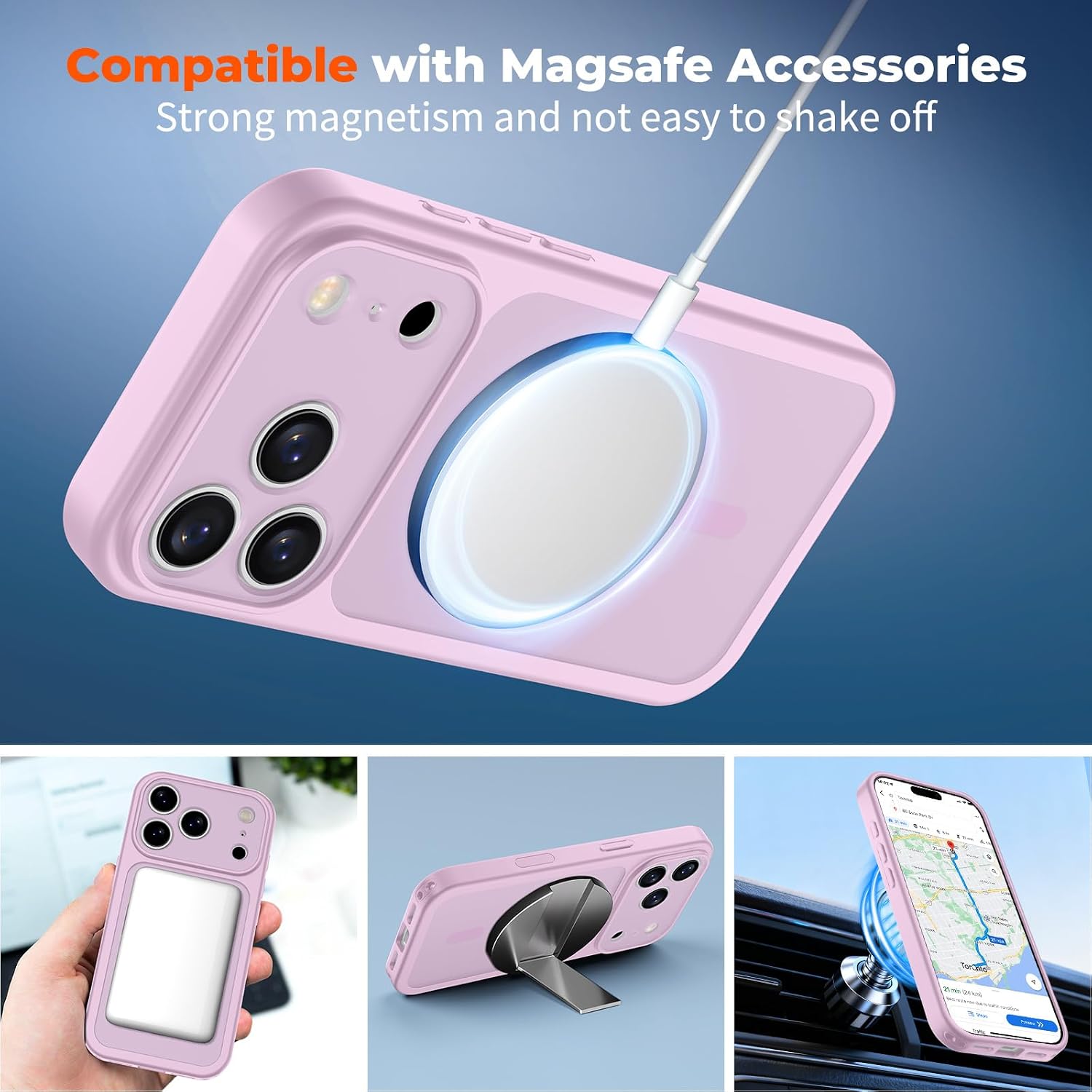 zapica Magnetic for iPhone 17 Pro Case, Purple Pink