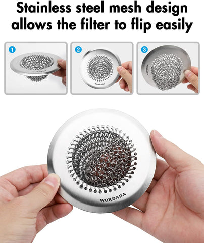 2 Pack Kitchen Sink Drain Strainer,Patented Reversible Chain Mesh Basket