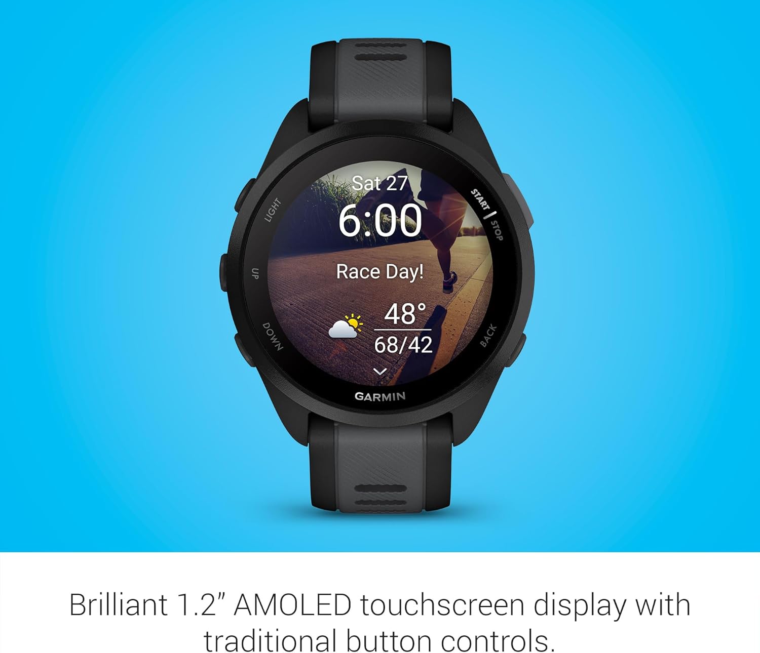 Garmin Forerunner® 165, Running Smartwatch, 43mm, Black