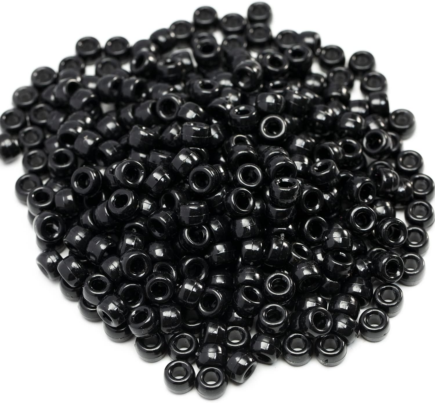 1000Pcs Black Large Hole Hair Kandi Pony Beads Bulk for Bracelet Making Kit